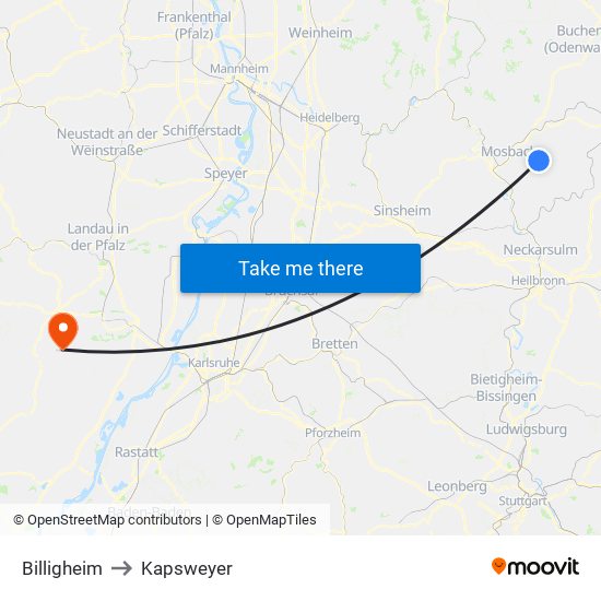 Billigheim to Kapsweyer map