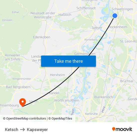 Ketsch to Kapsweyer map