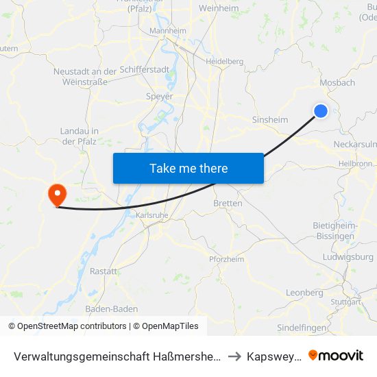 Verwaltungsgemeinschaft Haßmersheim to Kapsweyer map