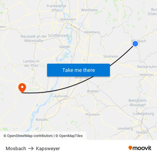 Mosbach to Kapsweyer map