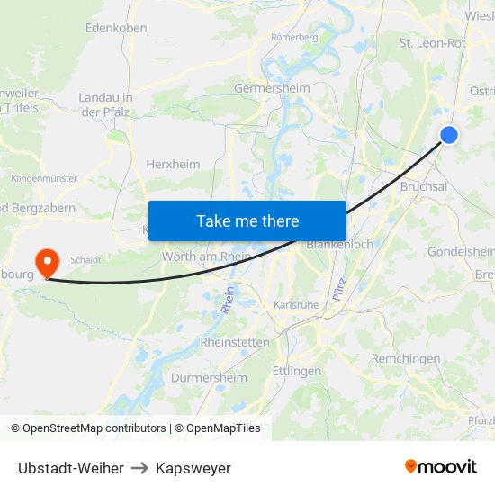 Ubstadt-Weiher to Kapsweyer map