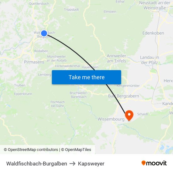 Waldfischbach-Burgalben to Kapsweyer map