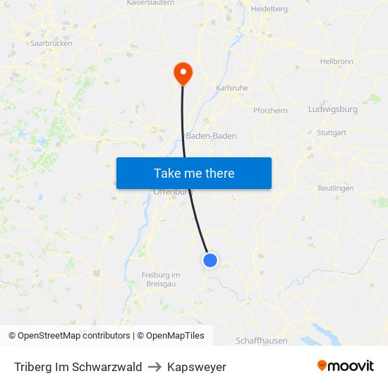 Triberg Im Schwarzwald to Kapsweyer map