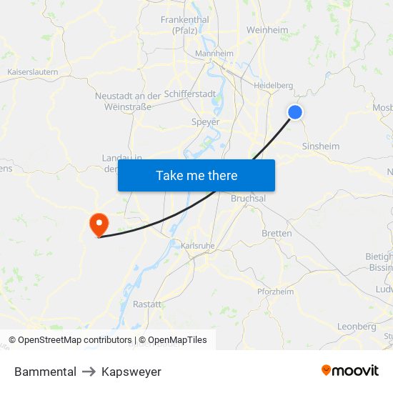 Bammental to Kapsweyer map