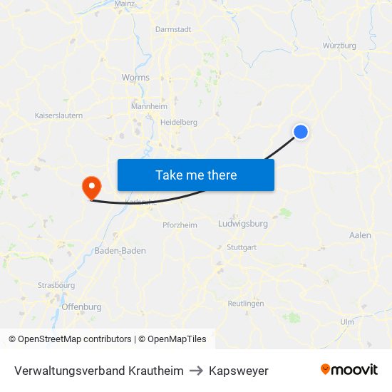Verwaltungsverband Krautheim to Kapsweyer map