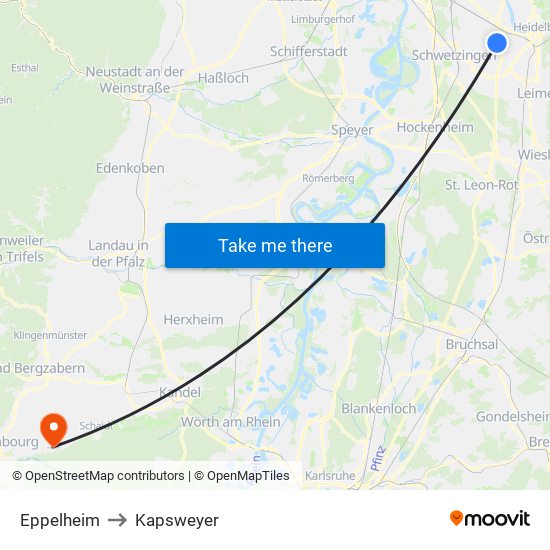 Eppelheim to Kapsweyer map