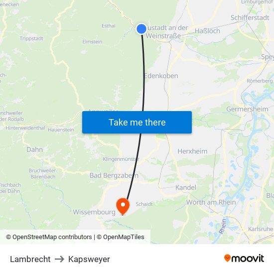 Lambrecht to Kapsweyer map