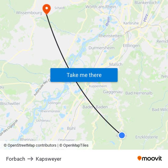 Forbach to Kapsweyer map