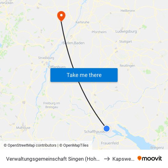 Verwaltungsgemeinschaft Singen (Hohentwiel) to Kapsweyer map