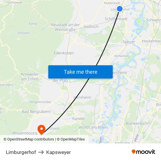 Limburgerhof to Kapsweyer map