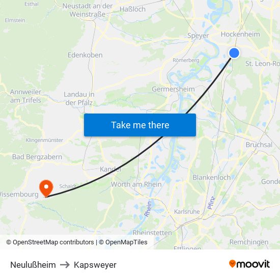 Neulußheim to Kapsweyer map