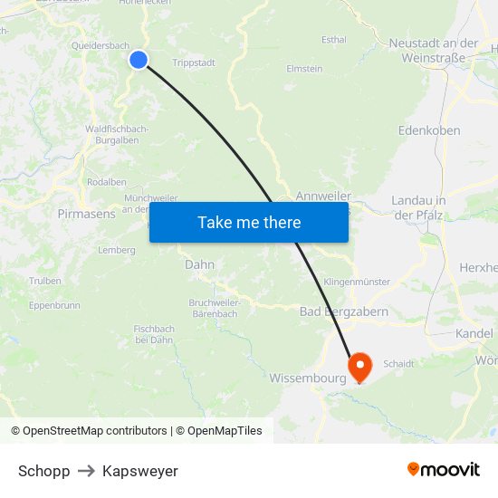 Schopp to Kapsweyer map
