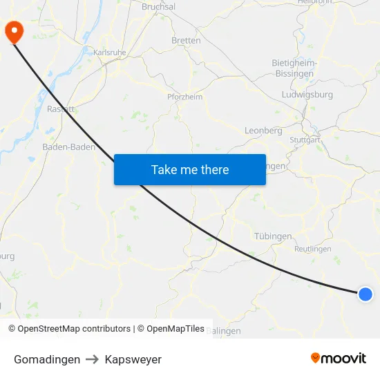 Gomadingen to Kapsweyer map