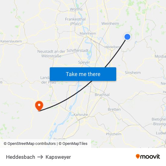 Heddesbach to Kapsweyer map