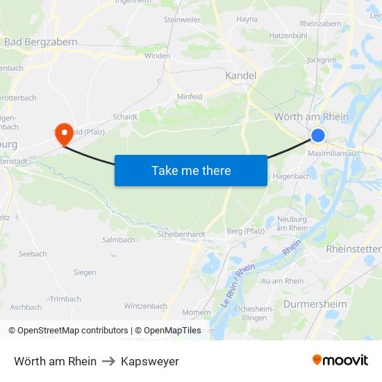 Wörth am Rhein to Kapsweyer map