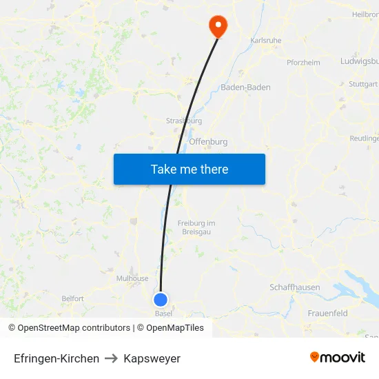 Efringen-Kirchen to Kapsweyer map