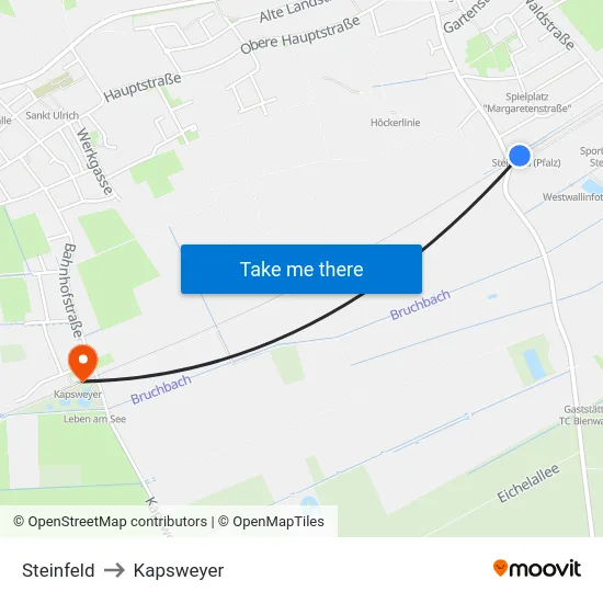 Steinfeld to Kapsweyer map