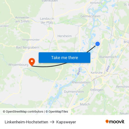 Linkenheim-Hochstetten to Kapsweyer map