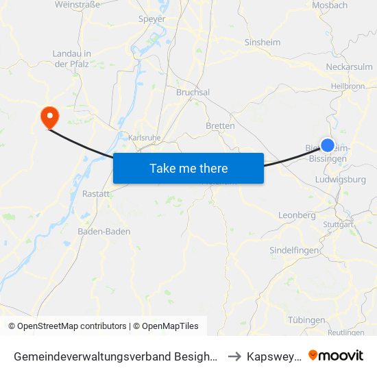Gemeindeverwaltungsverband Besigheim to Kapsweyer map