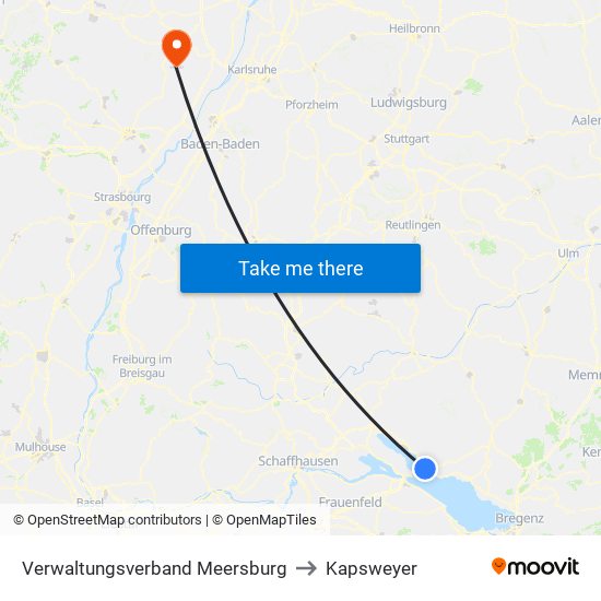 Verwaltungsverband Meersburg to Kapsweyer map