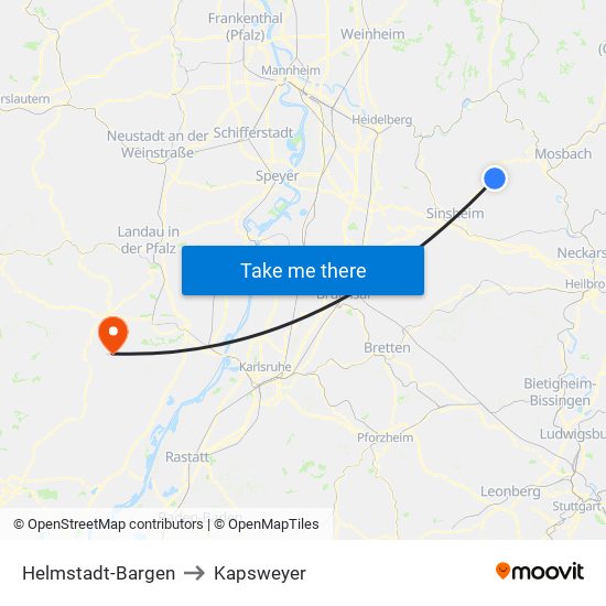 Helmstadt-Bargen to Kapsweyer map