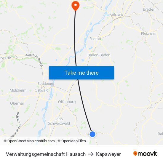 Verwaltungsgemeinschaft Hausach to Kapsweyer map