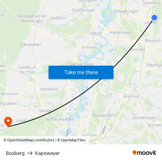 Boxberg to Kapsweyer map