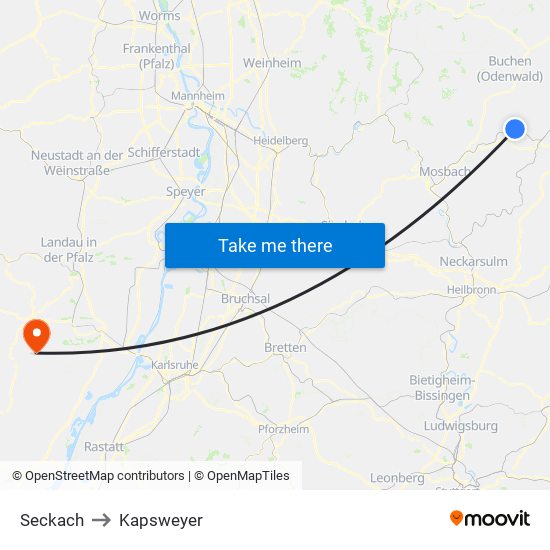 Seckach to Kapsweyer map