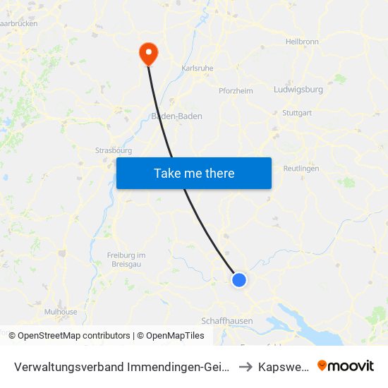 Verwaltungsverband Immendingen-Geisingen to Kapsweyer map