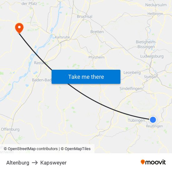 Altenburg to Kapsweyer map