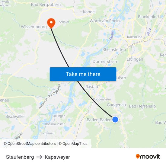 Staufenberg to Kapsweyer map