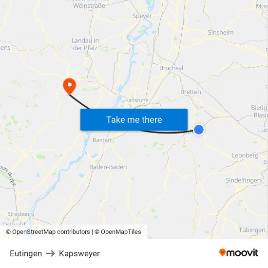 Eutingen to Kapsweyer map