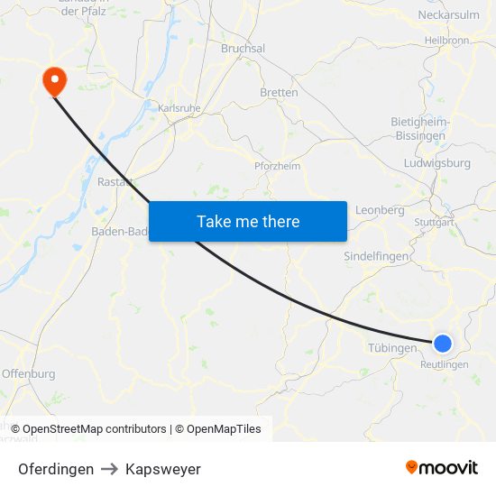 Oferdingen to Kapsweyer map