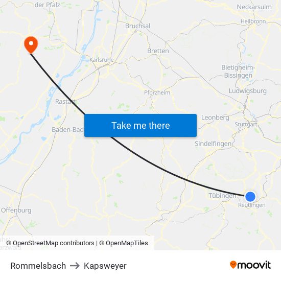 Rommelsbach to Kapsweyer map