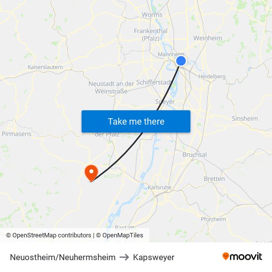 Neuostheim/Neuhermsheim to Kapsweyer map