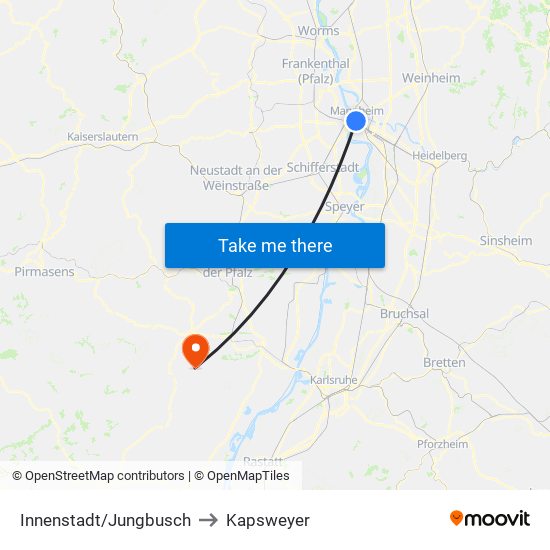 Innenstadt/Jungbusch to Kapsweyer map