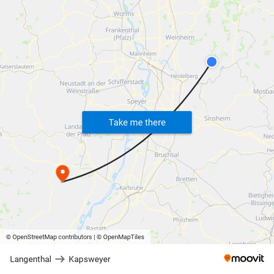 Langenthal to Kapsweyer map