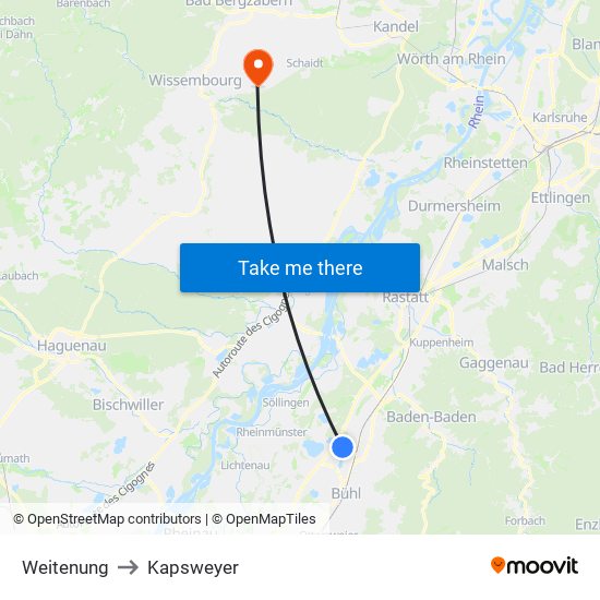 Weitenung to Kapsweyer map