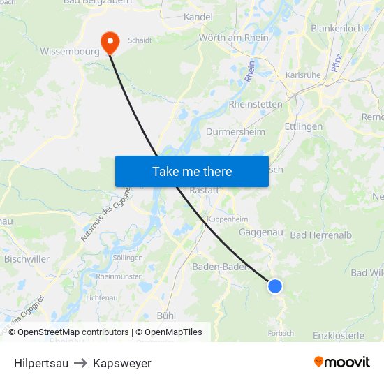 Hilpertsau to Kapsweyer map