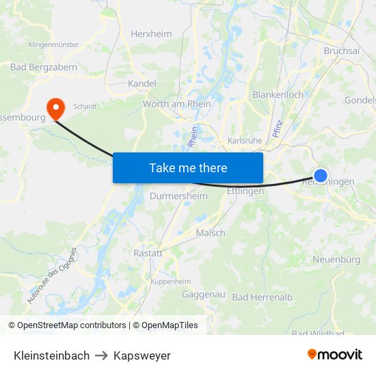 Kleinsteinbach to Kapsweyer map