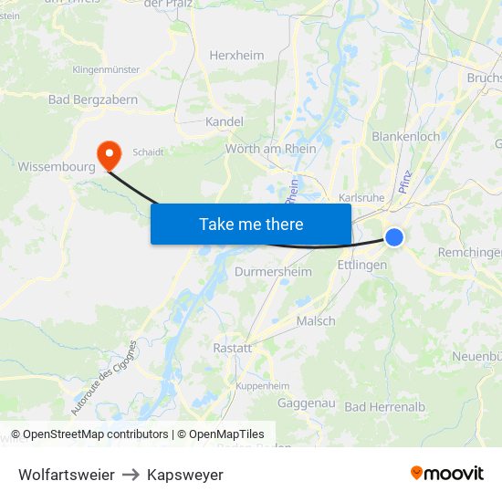 Wolfartsweier to Kapsweyer map