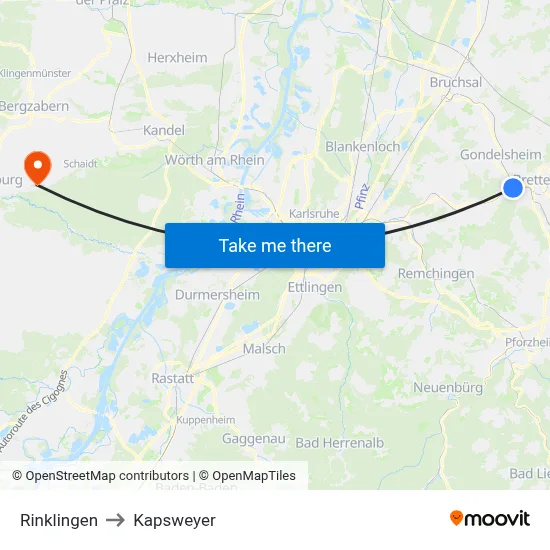 Rinklingen to Kapsweyer map