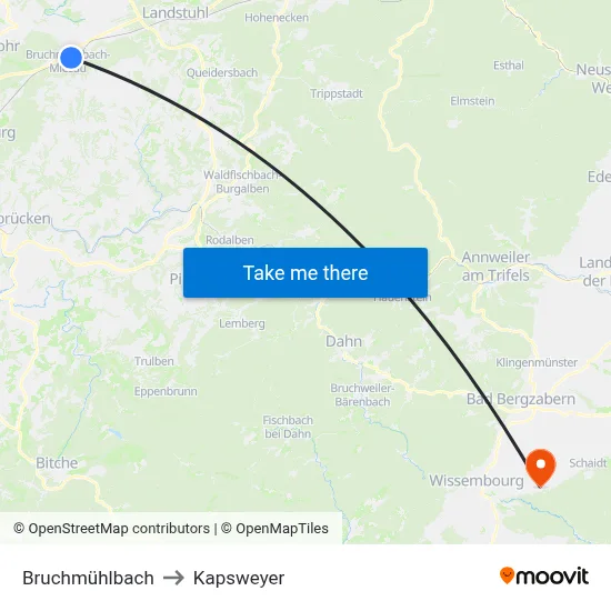 Bruchmühlbach to Kapsweyer map