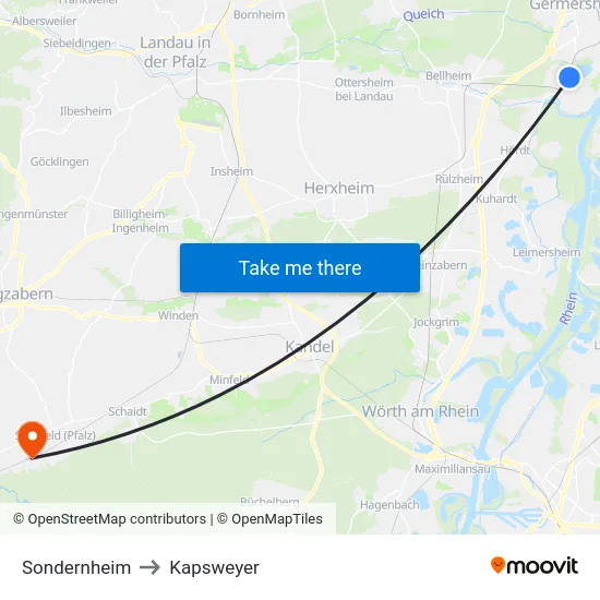 Sondernheim to Kapsweyer map