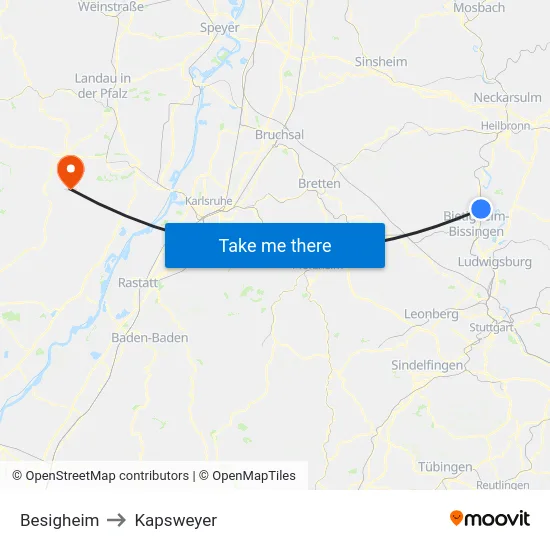 Besigheim to Kapsweyer map