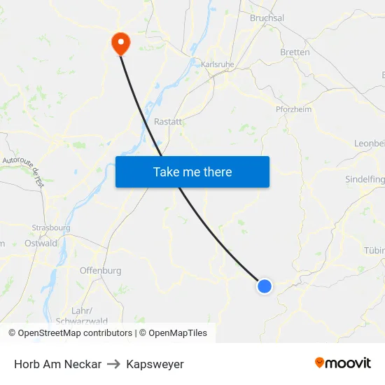 Horb Am Neckar to Kapsweyer map