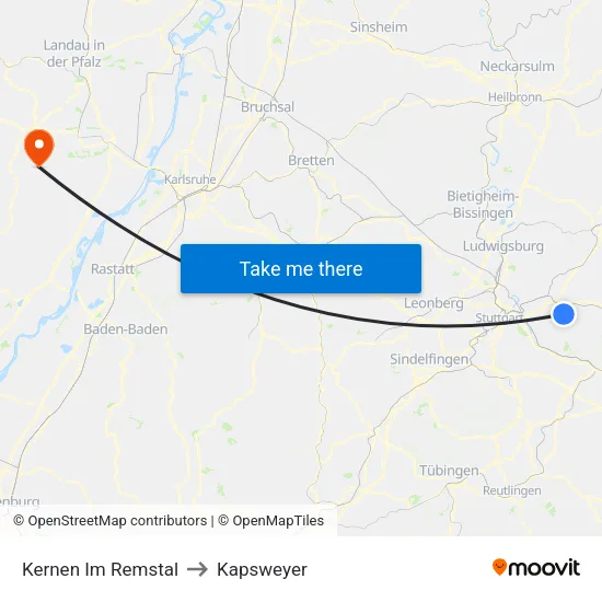 Kernen Im Remstal to Kapsweyer map