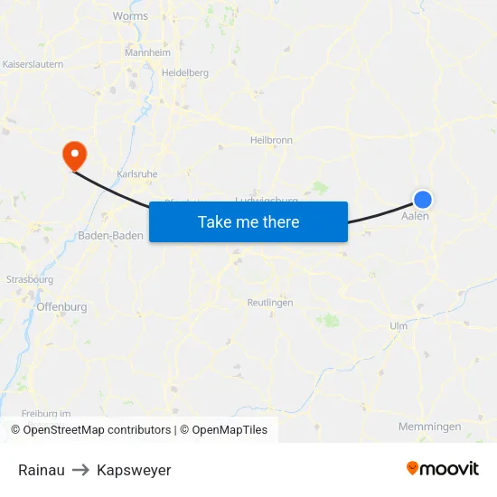 Rainau to Kapsweyer map