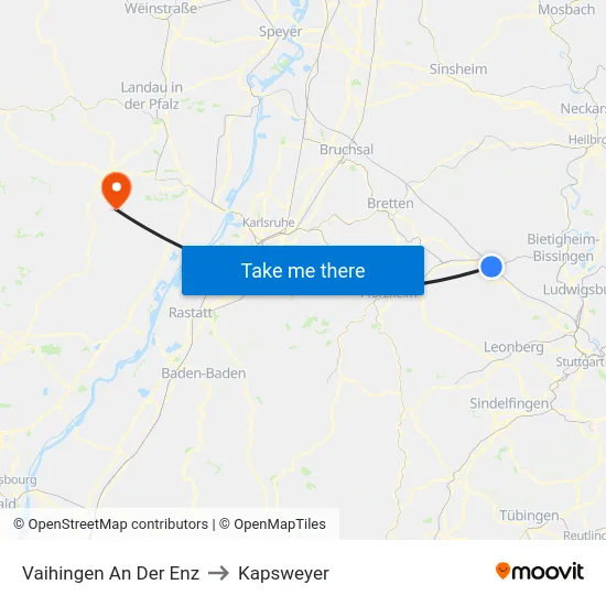 Vaihingen An Der Enz to Kapsweyer map