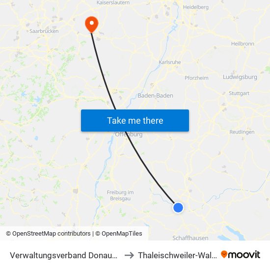 Verwaltungsverband Donaueschingen to Thaleischweiler-Wallhalben map